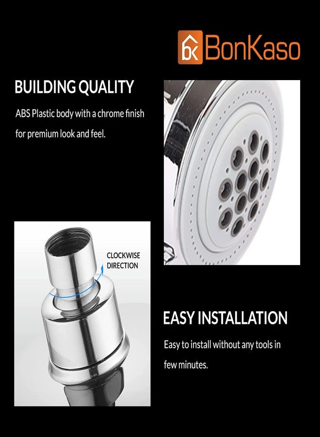 BonKaso رأس دش BonKaso SH-2061 ABS مقاس 10 سم مع مفصل دوار 360 درجة للحمام، بلمسة نهائية من الكروم (عبوة من قطعة واحدة) - Image 2